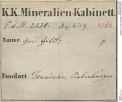 Etiketten zu Gold Gediegen (NHMW-MIN-Aq637)